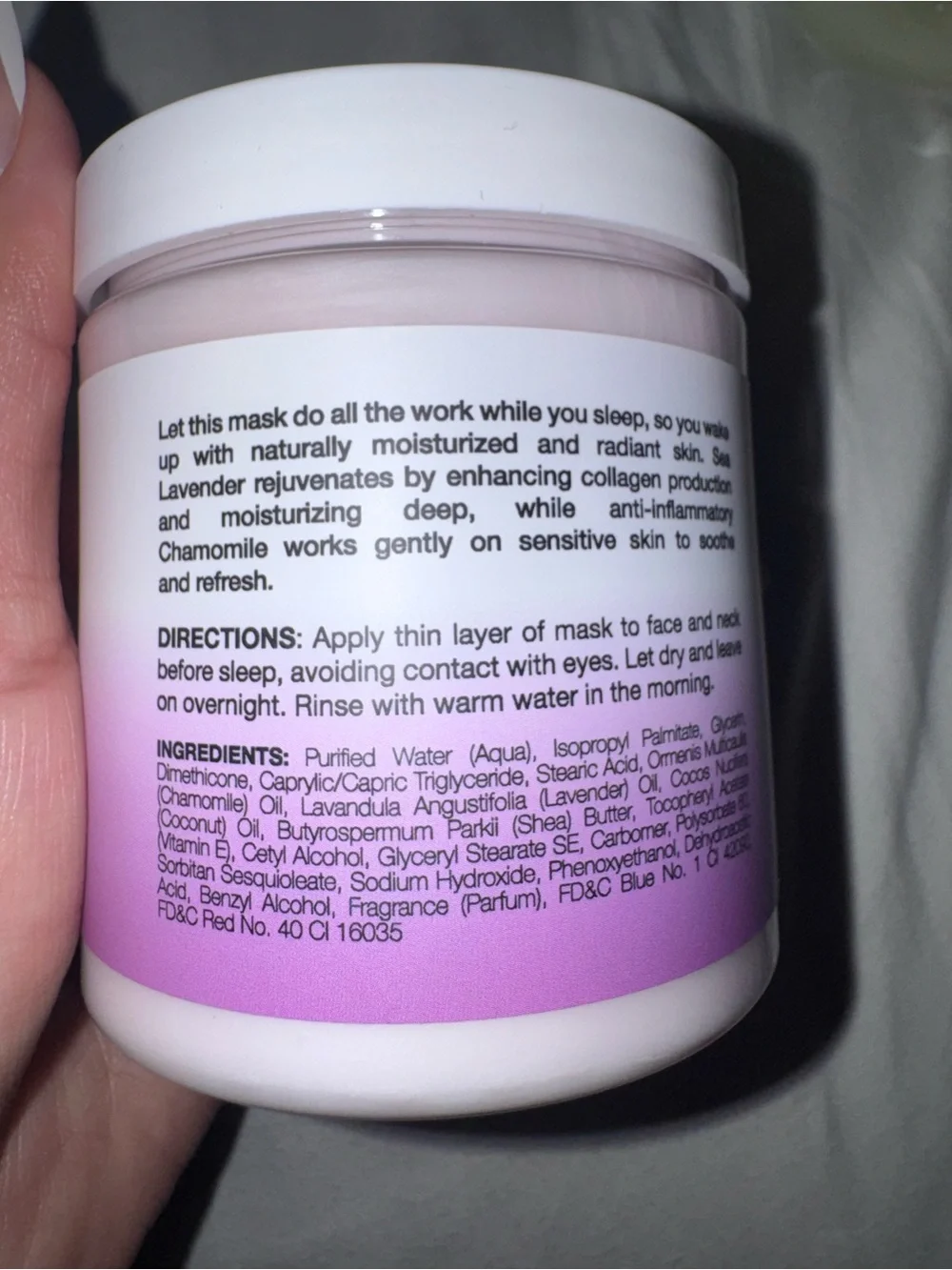 Sea Lavender Chamomile Overnight Hydration Sleep Mask - Pink